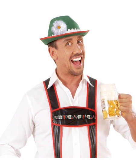 SOMBRERO TIROLES VERDE CON MARGARITA