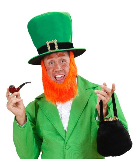 SOMBRERO VERDE ST. PATRICK CON BARBA NARANJA