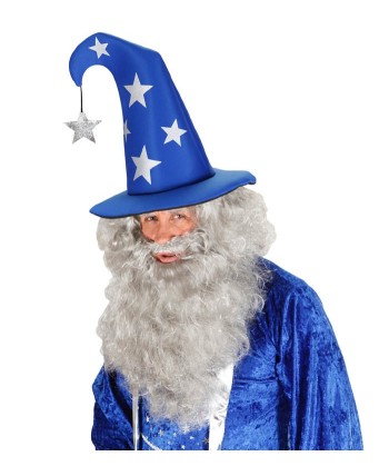SOMBRERO DE MAGO AZUL CON ESTRELLAS PLATEADAS