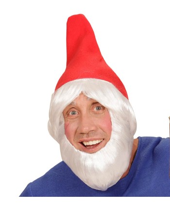 SOMBRERO ROJO DE GNOMO CON PELO Y BARBA