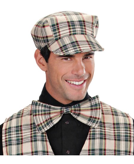 SET PAJARITA Y GORRA CUADROS GRIS