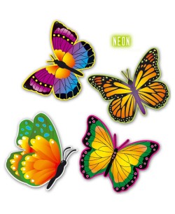 SET 4 MARIPOSAS COLOR FLUOR 32 CMS.