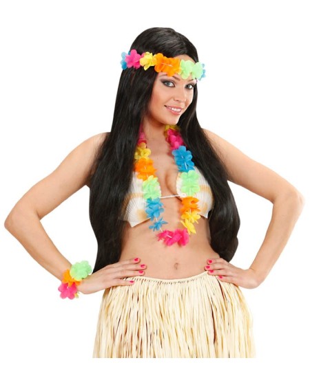 SET HAWAIANO NEON MULTICOLOR