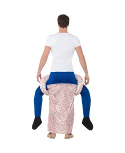 DISFRAZ DE ABUELITA CON HOMBRE A HOMBROS 2