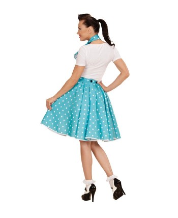 FALDA AZUL LUNARES BLANCOS 