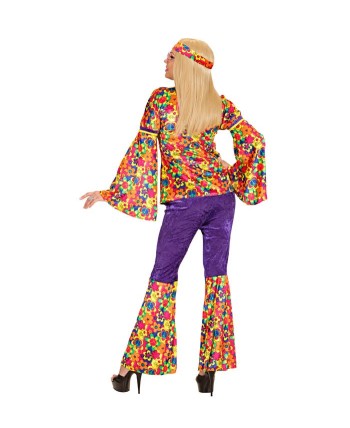 DISFRAZ DE HIPPIE FLOWER POWER PANTALON PARA MUJER