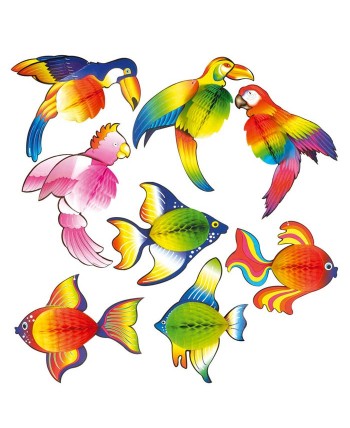 DECORACION LOROS O PECES TROPICALES 2 UNIDADES