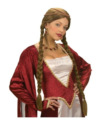 PELUCA MEDIEVAL REINA DEL RENACIMIENTO CON CINTA