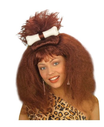 PELUCA TROGLODITA PRIMITIVA CON HUESO