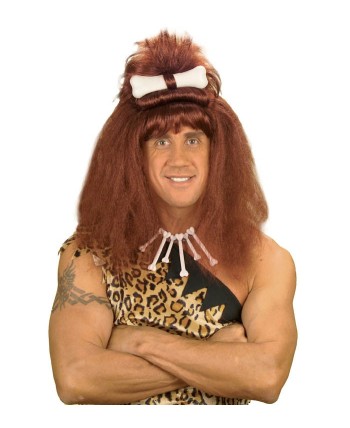 PELUCA TROGLODITA PRIMITIVA CON HUESO