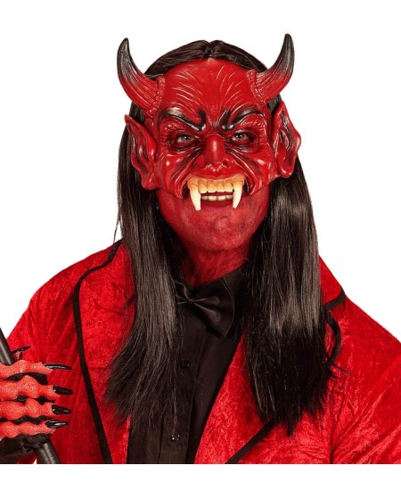 ANTIFAZ DEMONIO CON CUERNOS Y COLMILLOS