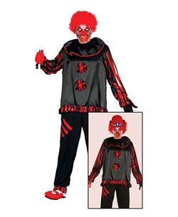 DISFRAZ DE PAYASO ASESINO ROJO Y NEGRO 