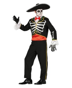 DISFRAZ DE CALAVERA MEXICANA HOMBRE CON HUESOS PARA HOMBRE