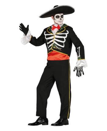 DISFRAZ DE CALAVERA MEXICANA HOMBRE CON HUESOS PARA HOMBRE