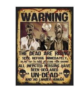 SET 2 CARTELES ZOMBIE WARNING