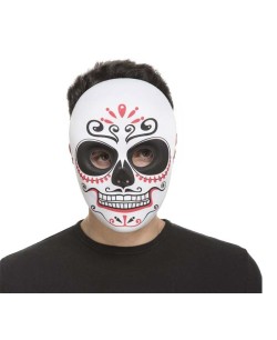 CARETA CALAVERA MEJICANA DECORADA ROJO