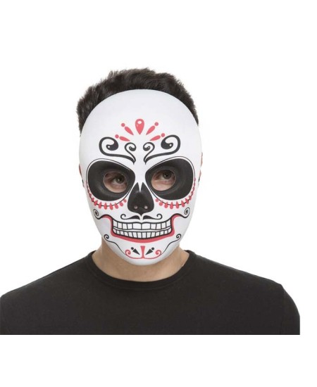 CARETA CALAVERA MEJICANA DECORADA ROJO