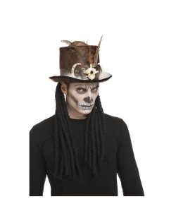 CHISTERA STEAM PUNK CON PLUMAS COLMILLOS Y RASTAS