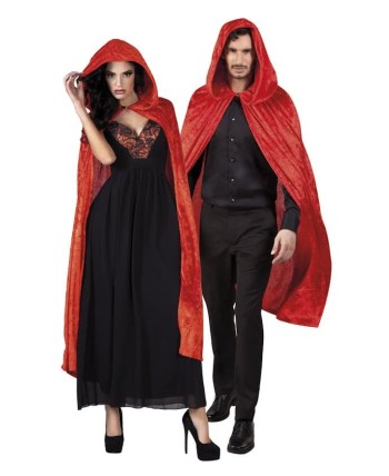 CAPA DE TERCIOPELO ROJA CON CAPUCHA