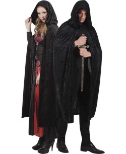 CAPA DE TERCIOPELO NEGRA CON CAPUCHA 170 CMS