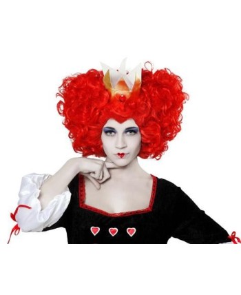 PELUCA REINA DE CORAZONES RIZADA ROJA