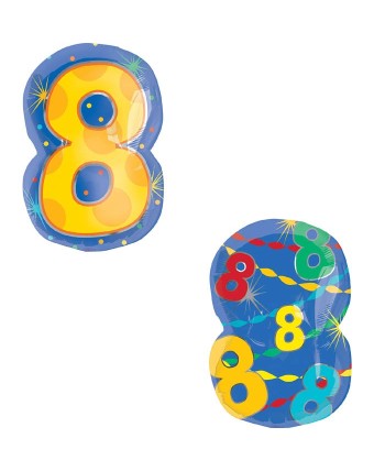 GLOBO DE HELIO NÚMERO 8 PUNTOS MULTI COLOR