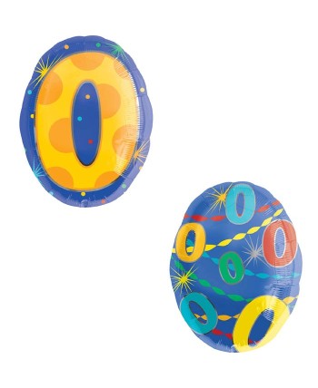 GLOBO DE HELIO NÚMERO 0 PUNTOS MULTI COLOR