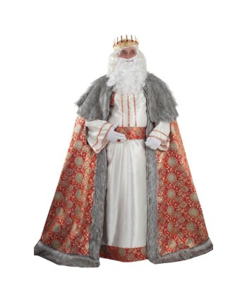 TRAJE DE REY MELCHOR ROJO LUJO PARA HOMBRE