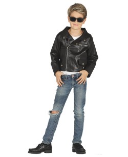 CHAQUETA DE EFECTO CUERO NEGRA PARA NIÑO