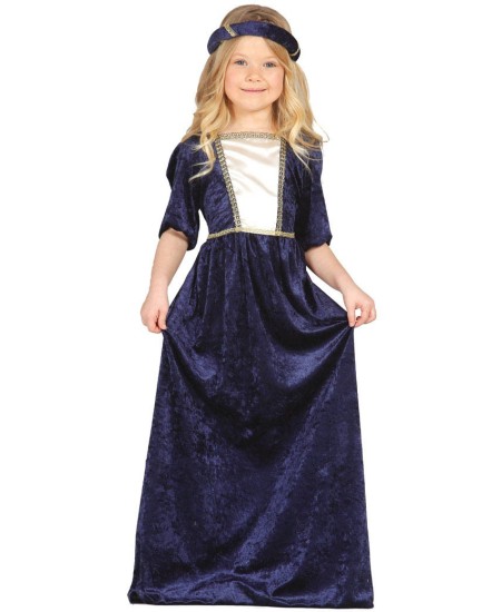 DISFRAZ DE DAMA MEDIEVAL AZUL PARA NIÑA