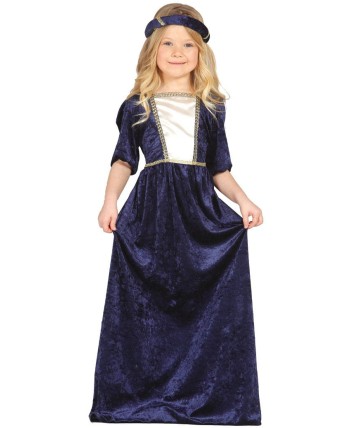 DISFRAZ DE DAMA MEDIEVAL AZUL INFANTIL