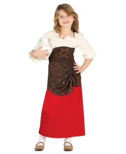 DISFRAZ DE POSADERA FALDA ROJA PARA NIÑA
