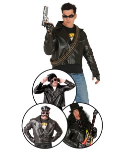 CHAQUETA DE EFECTO CUERO HOMBRE NEGRA