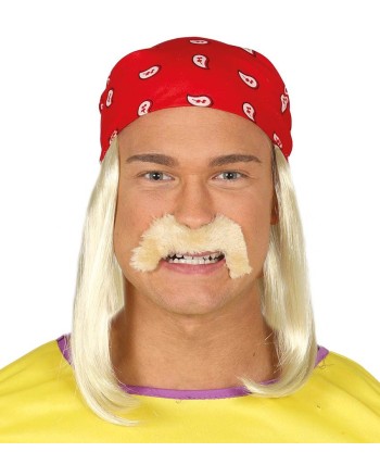 PAÑUELO BANDANA ROJA CON PELO Y BIGOTE