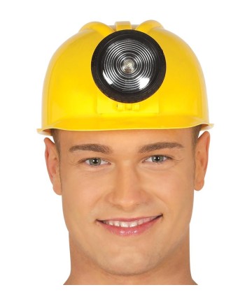 CASCO AMARILLO LINTERNA PARA OBRERO O MINERO