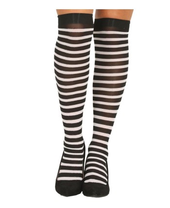 MEDIAS RAYAS BLANCO Y NEGRO POR ENCIMA RODILLA