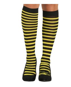 MEDIAS DE RAYAS AMARILLO Y NEGRO POR ENCIMA RODILLA