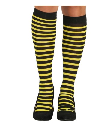 MEDIAS DE RAYAS AMARILLO Y NEGRO POR ENCIMA RODILLA