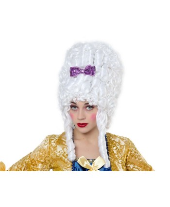 PELUCA EPOCA MARQUESA CON LAZO MORADO