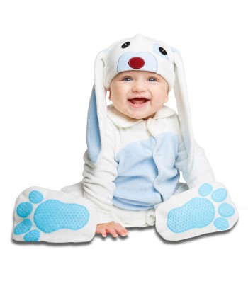 DISFRAZ DE CONEJITO BLANCO Y AZUL PARA BEBE