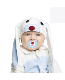 DISFRAZ DE CONEJITO BLANCO Y AZUL PARA BEBE 2