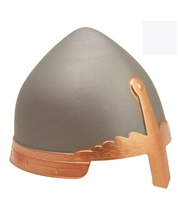 CASCO MEDIEVAL PLATEADO CON FILO DORADO