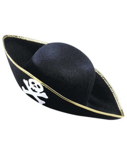 SOMBRERO PIRATA ADULTO RIBETE DORADO 2