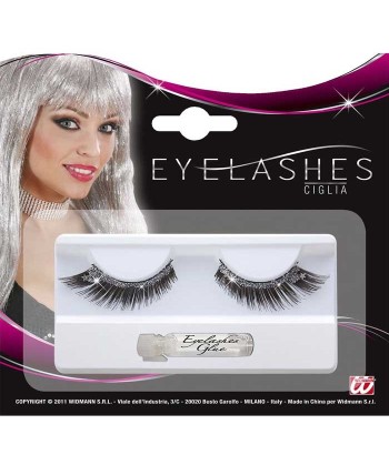 PESTAÑAS NEGRAS CON BRILLANTINA