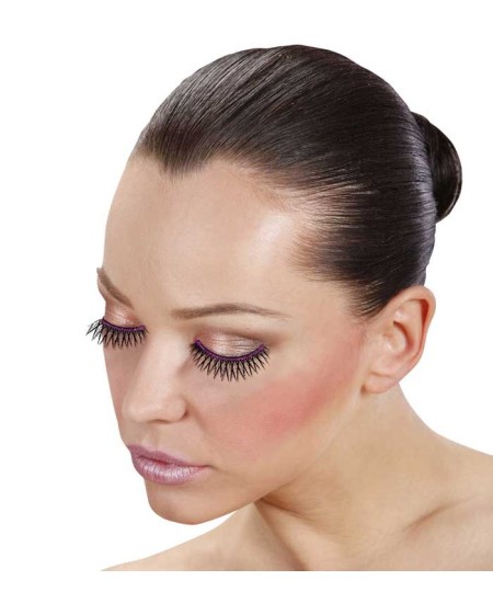 PESTAÑAS NEGRAS CON BRILLOS COLORES