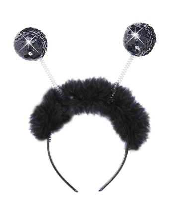 ANTENAS NEGRAS CON LENTEJUELAS Y MARABU