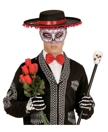 ANTIFAZ MORADO CON GLITTER CALAVERA MEJICANA