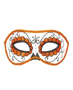 ANTIFAZ NARANJA CON GLITTER CALAVERA MEJICANA