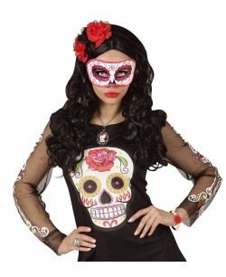 ANTIFAZ ROSA CON GLITTER CALAVERA MEJICANA 2