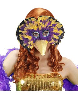 ANTIFAZ CON PLUMAS MULTICOLOR Y PICO 2